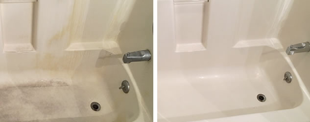 before and after pictures of a bath cleaning